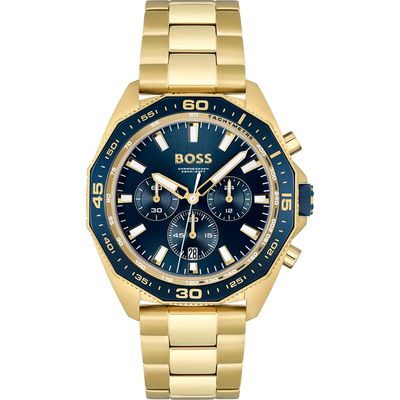 Hugo Boss 1513973 Energy Chronograph Men's Watch - 44mm Blue Dial Gold Steel Bracelet - Thumbnail 2