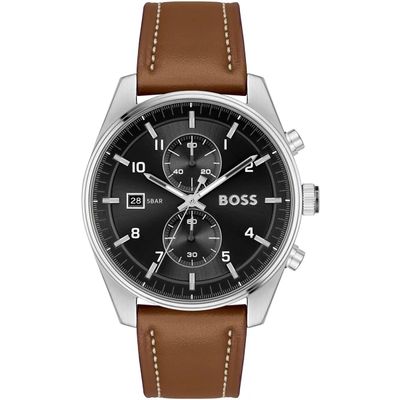BOSS Skytraveller 1514161 Men's Watch – 44mm Black Dial Leather