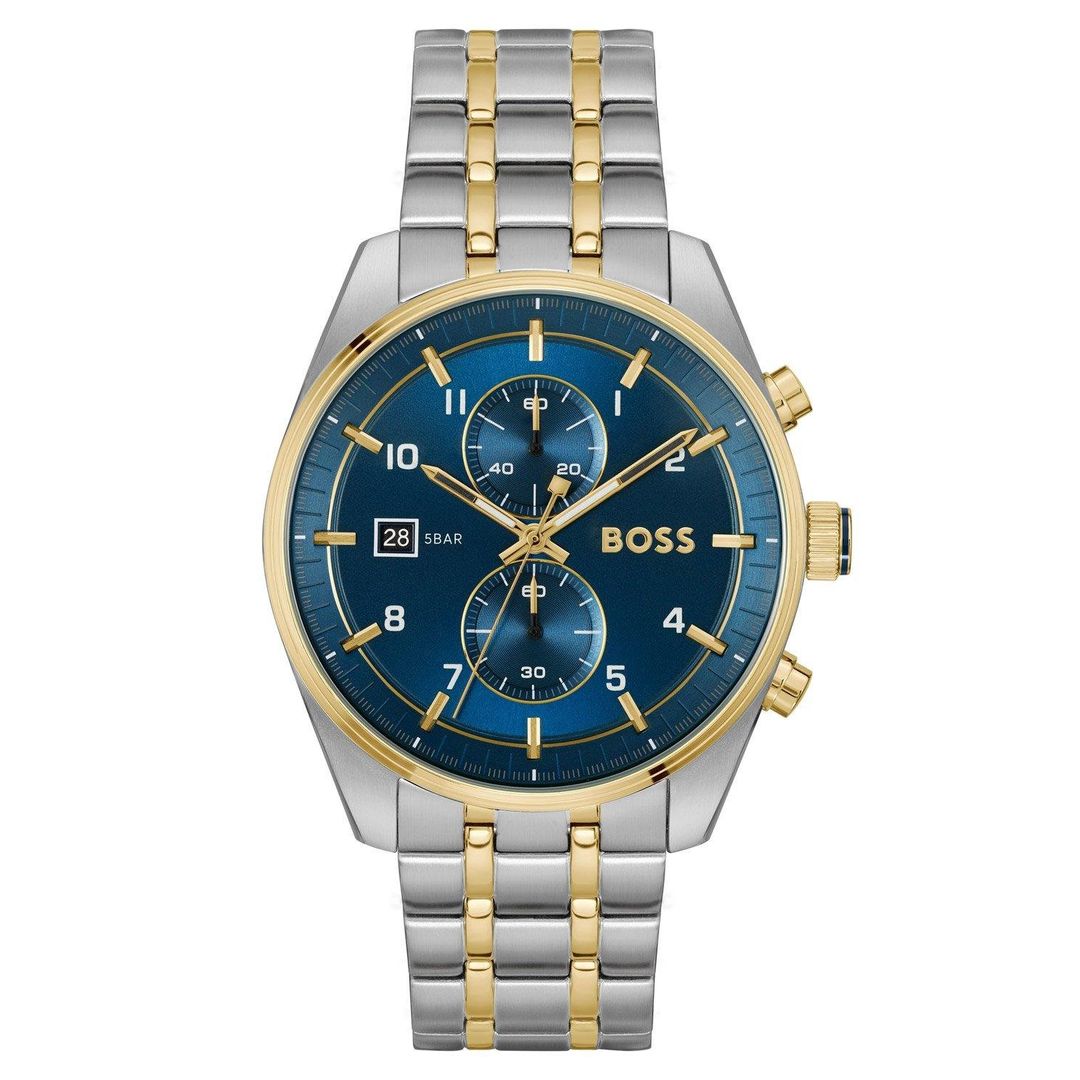 Boss Skytraveller 44mm Stainless Steel and Yellow Gold Tone Chronograph Watch - Image 1