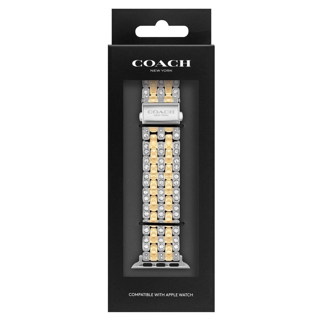 Coach Stainless Steel and Yellow Gold Plated Crystal Apple Watch Strap - Image 1