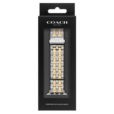 Coach Stainless Steel and Yellow Gold Plated Crystal Apple Watch Strap