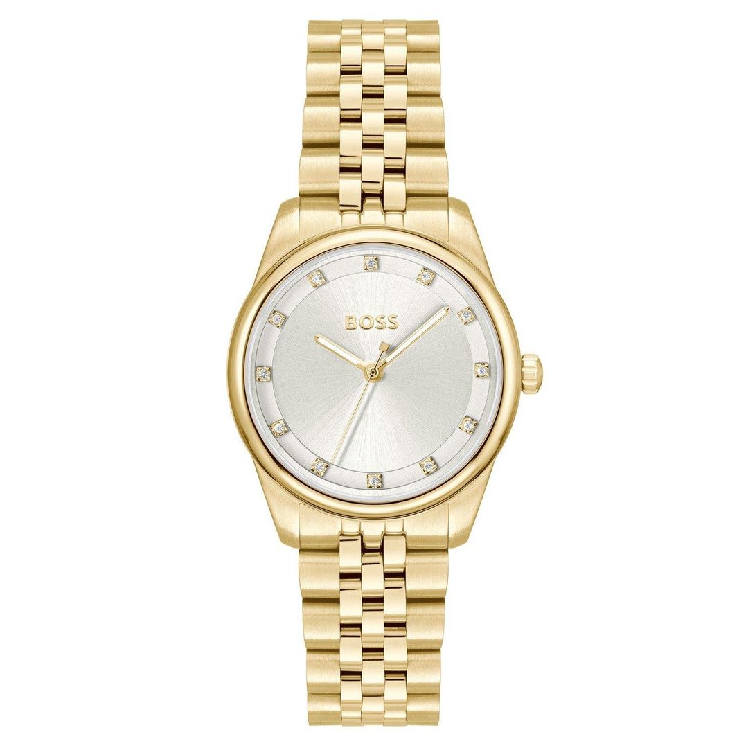 Boss Graceful 32mm Yellow Gold Tone Crystal Ladies Watch - Image 1