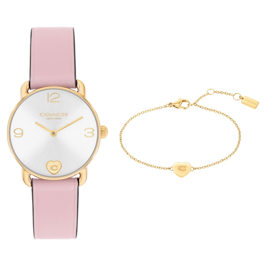 Coach Elliot 28mm Yellow Gold Tone Watch and Bracelet Set - Image 1