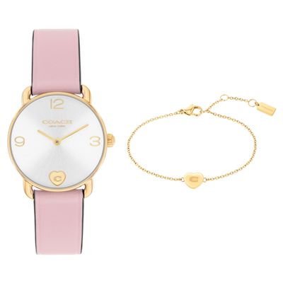 Coach Elliot 28mm Yellow Gold Tone Watch and Bracelet Set