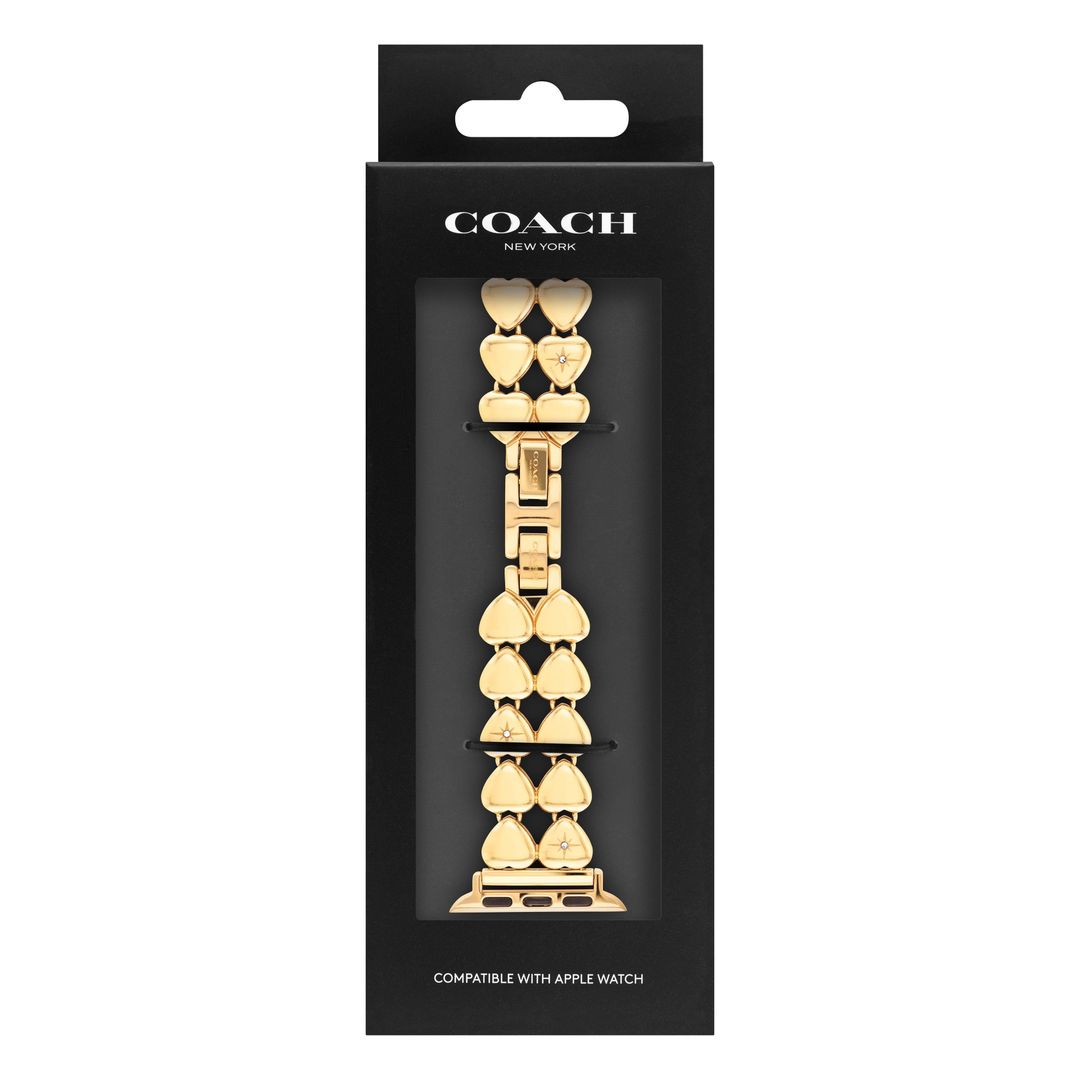 Coach Yellow Gold Plated Heart Apple Watch Strap - Image 1