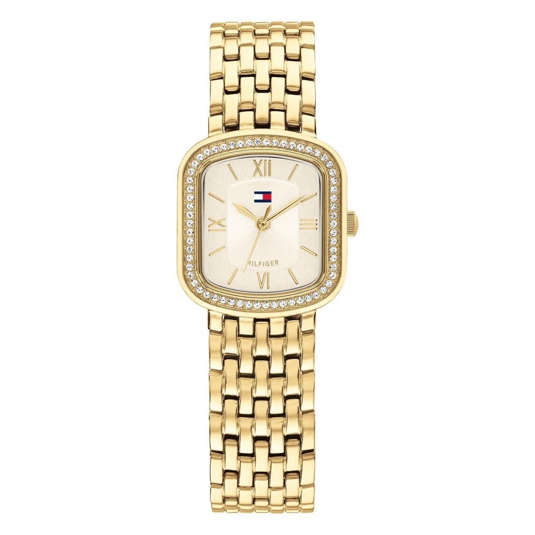 Tommy Hilfiger 22mm Yellow Gold Plated Crystal Ladies Watch - Image 1