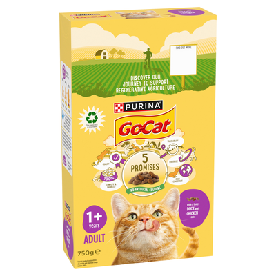 GO-CAT Chicken and Duck Dry Cat Food 750g - Thumbnail 2