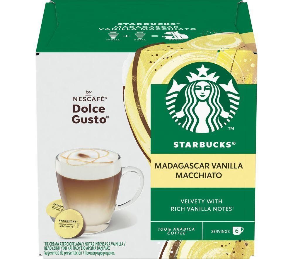 STARBUCKS Dolce Gusto Madagascar Vanilla Macchiato Pods - Pack of 12, Green,White - Image 1
