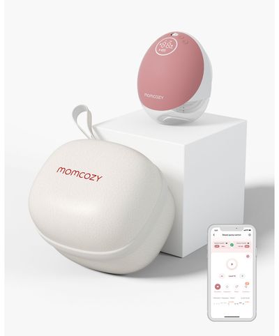 MOMCOZY M9 Mobile Flow Single Breast Pump - Pink & White