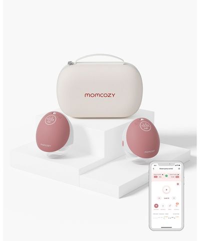 MOMCOZY M9 Mobile Flow Double Breast Pump - Pink & White