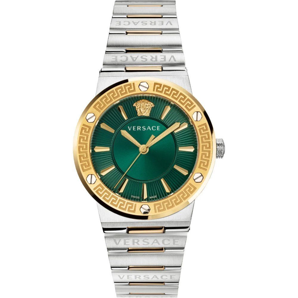 Versace VEVH00720 Greca Logo Two-Tone Green Ladies Watch - Image 1