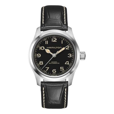Hamilton Mens Khaki Field Murph 38mm Black Leather Strap Watch H70405730