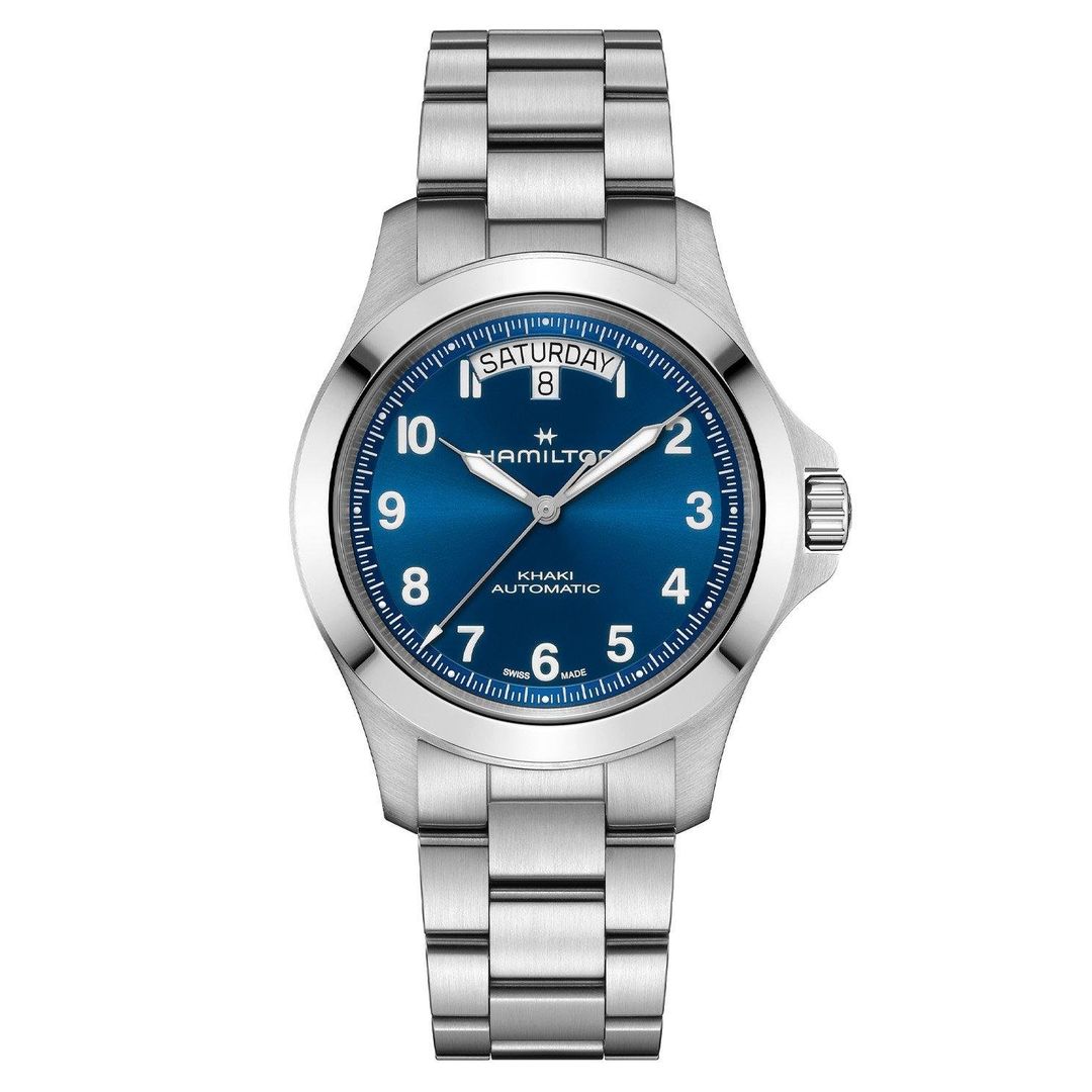 Hamilton Mens Khaki Field King Blue Dial Stainless Steel Watch H64475140 - Image 1