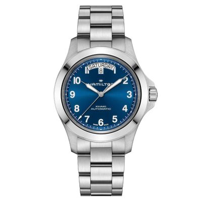 Hamilton Mens Khaki Field King Blue Dial Stainless Steel Watch H64475140