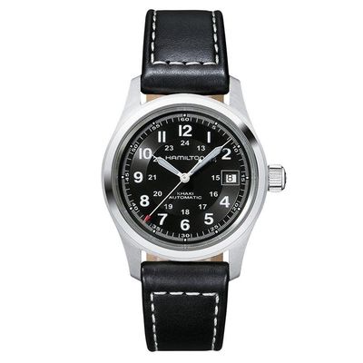 Hamilton Khaki Field Black Leather Automatic Watch H70455733