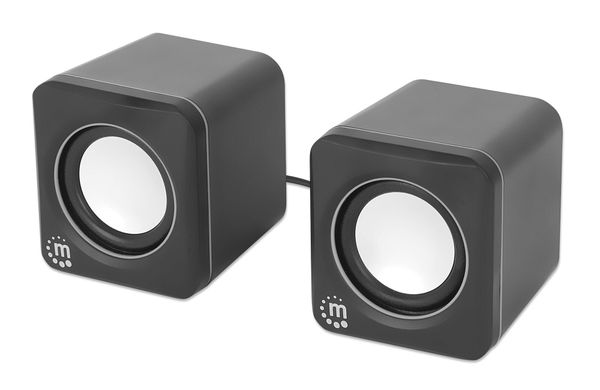 Manhattan 2600 Series Speaker System. Two Speakers. Black/Silver. USB