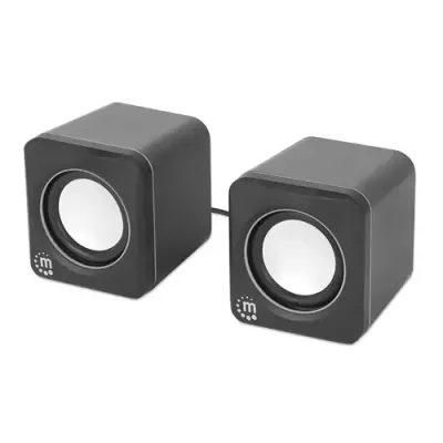 Manhattan 2600 Series Speaker System. Two Speakers. Black/Silver. USB - Thumbnail 3