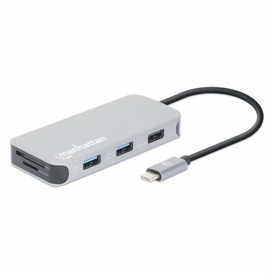 Manhattan USB-C Dock/Hub with Card Reader. Ports (x6): Ethernet. HDMI.