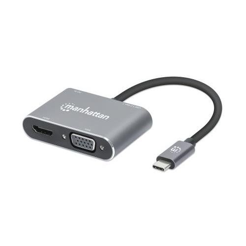 Manhattan USB-C Dock/Hub. Ports (x4): HDMI. USB-A. USB-C and VGA. With - Image 1