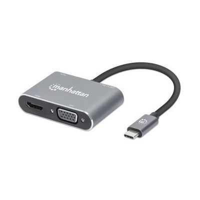 Manhattan USB-C Dock/Hub. Ports (x4): HDMI. USB-A. USB-C and VGA. With