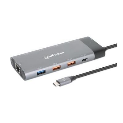 Manhattan USB-C Dock/Hub. Ports (x10): Ethernet. HDMI (x2 8k). USB-A (