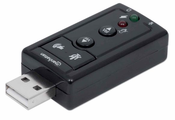 Manhattan USB-A Sound Adapter. USB-A to 3.5mm Mic-in and Audio-Out por