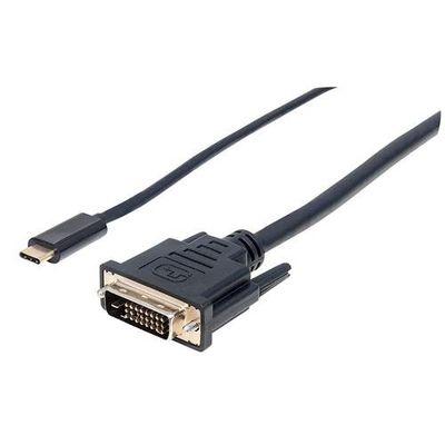 Manhattan USB-C to DVI-D Cable. 1080p@60Hz. 2m. Male to Female. Black.