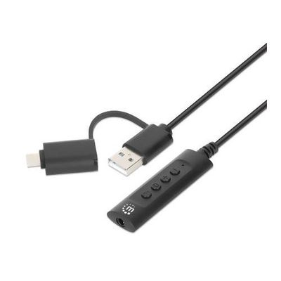 Manhattan USB-C & USB-A to 3.5 mm Stereo Audio Aux Adapter Cable.
