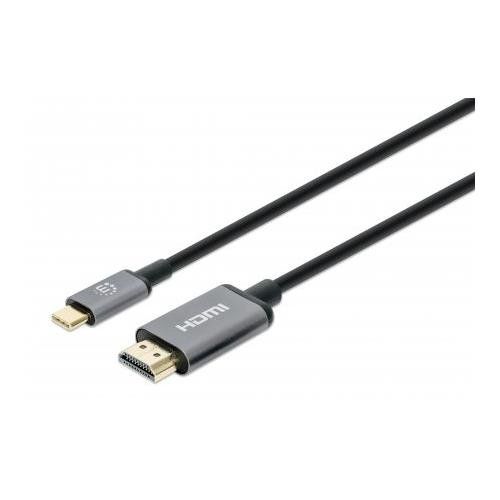 Manhattan USB-C to HDMI Cable. 4K@60Hz. 1m. Black. Male to Male. Three - Image 1