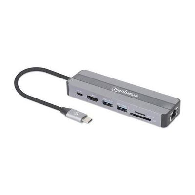 Manhattan USB-C Dock/Hub with Card Reader. Ports (x5): Ethernet. HDMI.