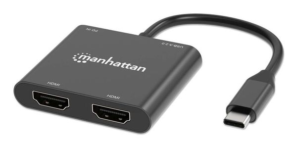 Manhattan USB-C to Dual HDMI & USB-A Adapter. Dual 4K@30Hz or Sing