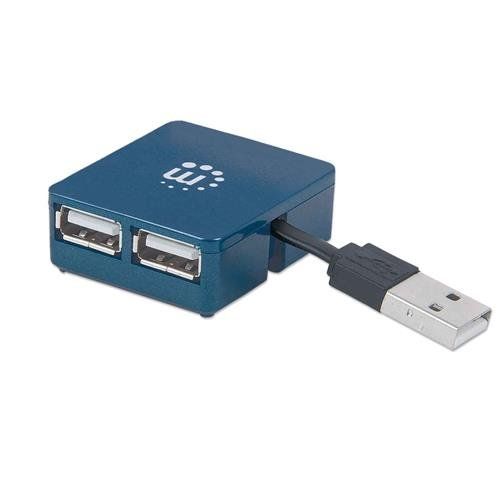 Manhattan USB-A 4-Port Micro Hub. 4x USB-A Ports. Blue. 480 Mbps (USB - Image 1
