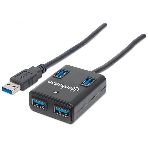 Manhattan USB-A 4-Port Hub. 4x USB-A Ports. 5 Gbps (USB 3.2 Gen1 aka U - Image 1