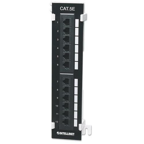 Intellinet Patch Panel. Cat5e. Wall-mount. UTP. 12-Port. Black - Image 1