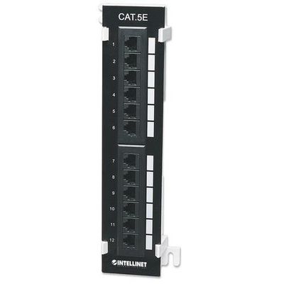 Intellinet Patch Panel. Cat5e. Wall-mount. UTP. 12-Port. Black
