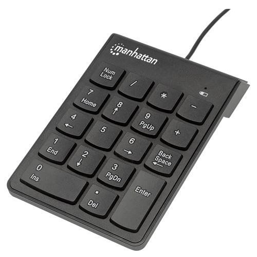 Manhattan Numeric Keypad. Wired. USB-A. 18 Full Size Keys. Black. Memb - Image 1