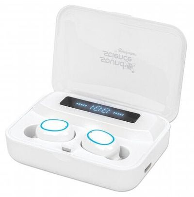 Manhattan Bluetooth Earphones. White. Microphone. Integrated Controls.