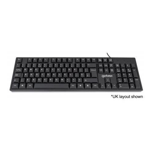 Manhattan Keyboard UK USB Wired. Standard Qwerty layout. Black. Full S - Image 1