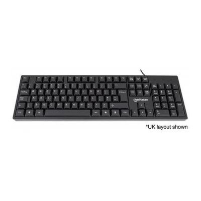 Manhattan Keyboard UK USB Wired. Standard Qwerty layout. Black. Full S