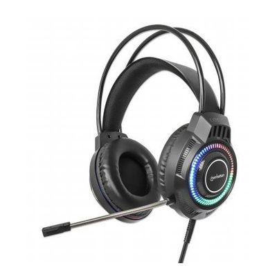 Manhattan RGB LED Over-Ear USB Gaming Headset. Wired. USB-A Plug. Ster