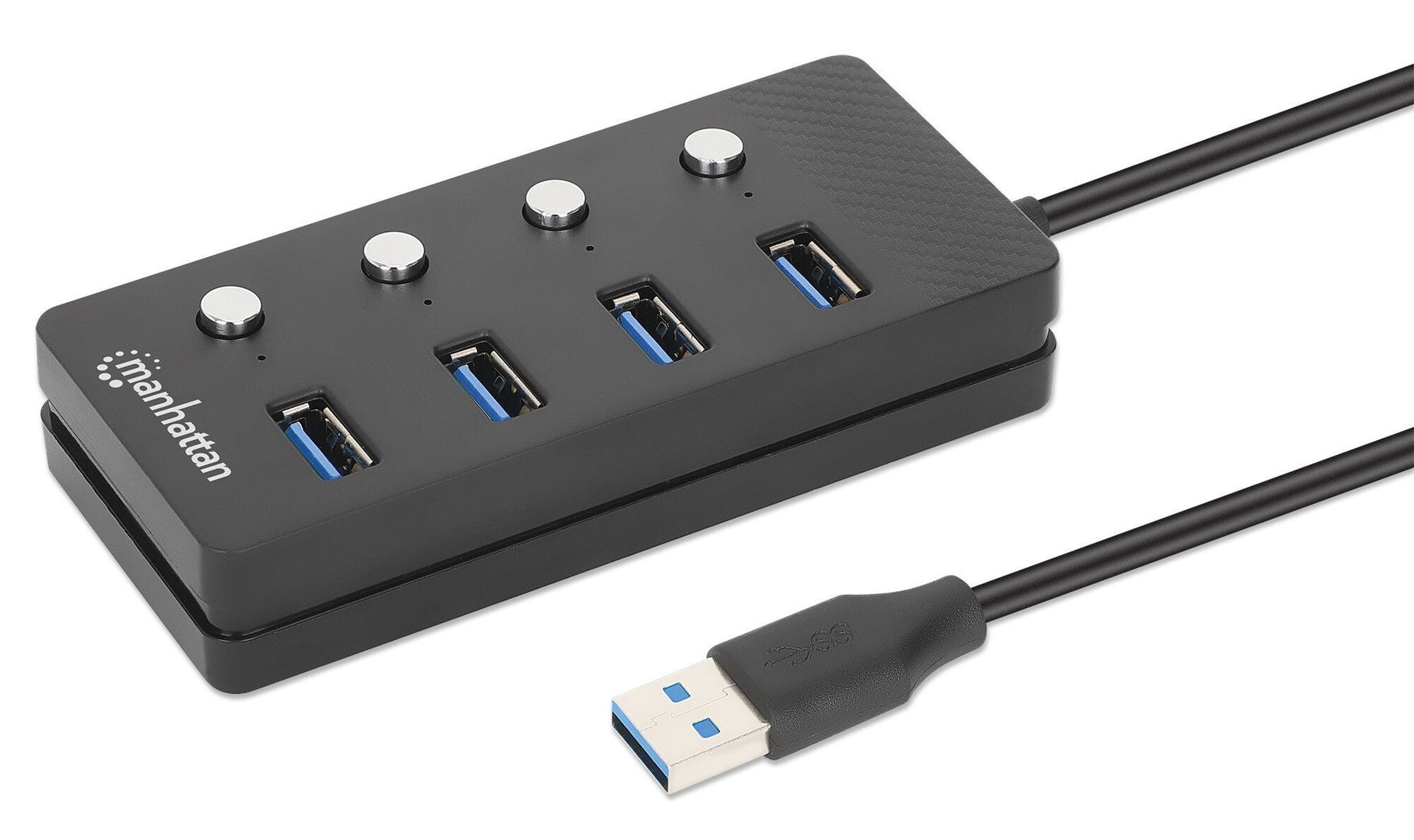 Manhattan USB-C Dock/Hub. Ports (x4) with on/off switch for each port: - Image 1
