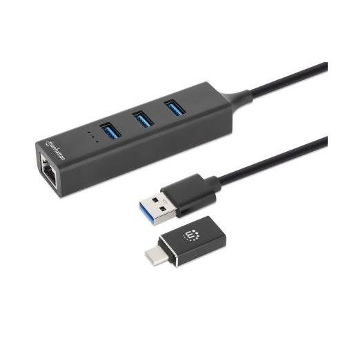 Manhattan USB-C & USB-A Combo Dock/Hub. Ports (4): Ethernet and US - Image 1