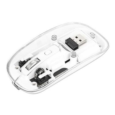 Manhattan Transparent Rechargeable Wireless Mouse. Clear/White. Adjust