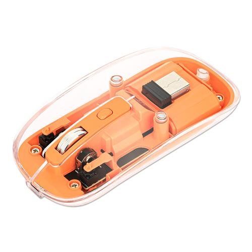 Manhattan Transparent Rechargeable Wireless Mouse. Clear/Orange. Adjus - Image 1