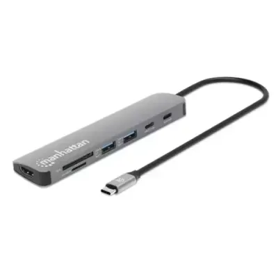 Manhattan USB-C Dock/Hub with Card Reader. Ports (x5): HDMI. USB-A (x2 - Thumbnail 3