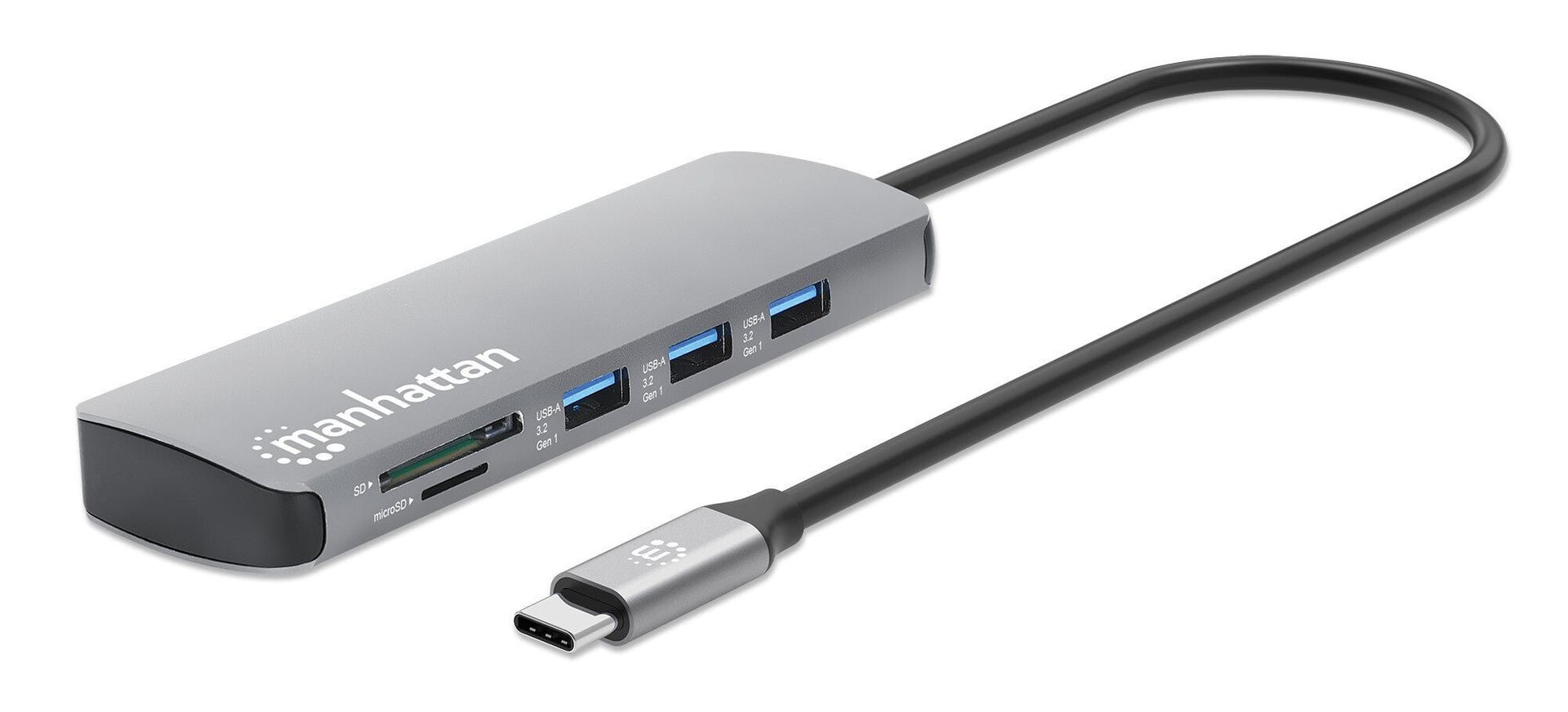Manhattan USB-C Dock/Hub with Card Reader. Ports (x7): Ethernet. HDMI. - Image 1