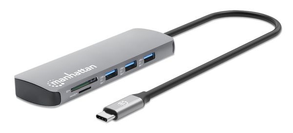 Manhattan USB-C Dock/Hub with Card Reader. Ports (x7): Ethernet. HDMI.