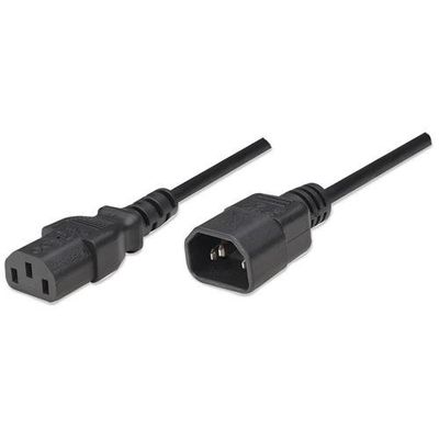 Manhattan Power Cord/Cable. C14 Male to C13 Female (kettle lead). Moni