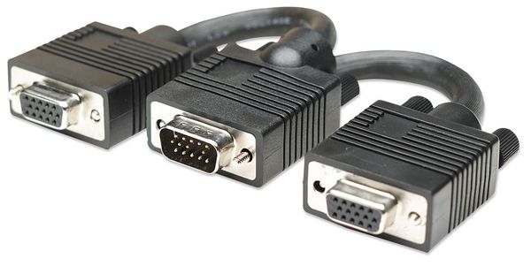 Manhattan SVGA Y Cable. HD15. 15cm. Male to Females. Splits an SVGA co