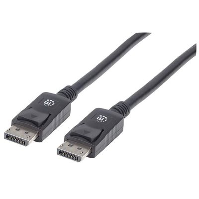 Manhattan DisplayPort 1.2 Cable 4K@60hz 2m Male to Male With Latches Fully Shielded Black Lifetime Warranty Equivalent to DISPL2M